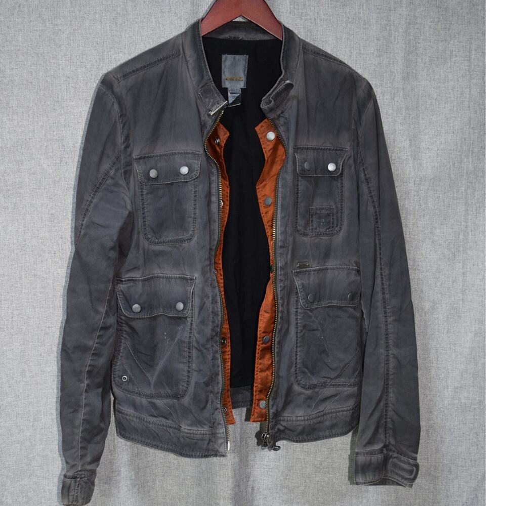 Diesel Gray 100% Cotton Utility Moto Jacket Size Large